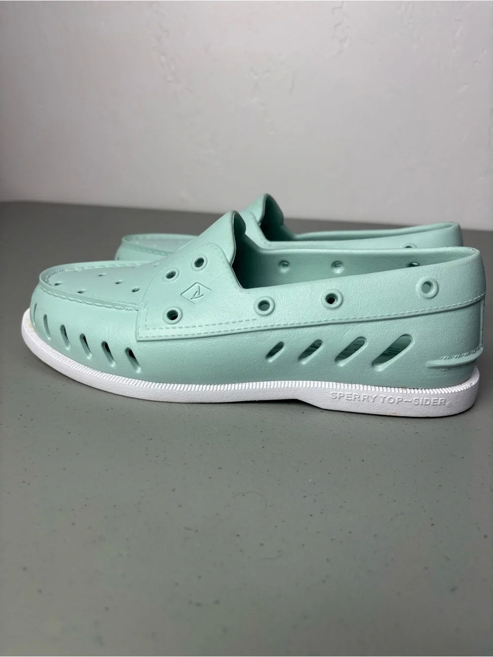 Sperry Original Float Boat Shoes Seafoam Green/Blue Men's 7 Rubber Slip On